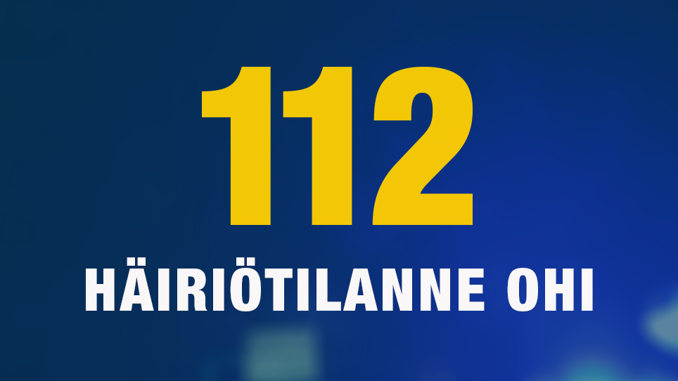 112 numerot ja tekstihäiriö tilanne sinisella pohjalla